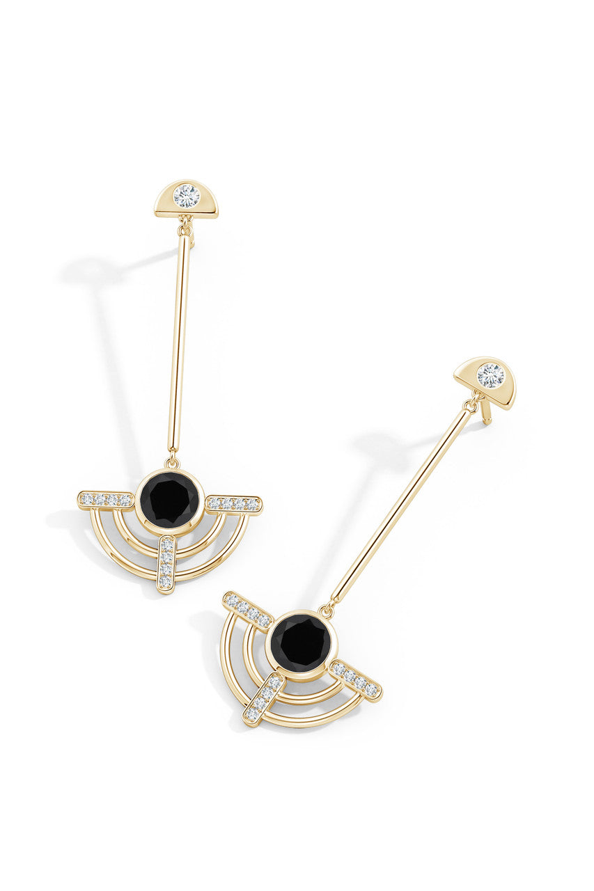 Buy Infinity Half Concentric 14K Gold and Black Onyx Dangle Earrings in 14K Yellow Gold Online 14K Yellow Gold