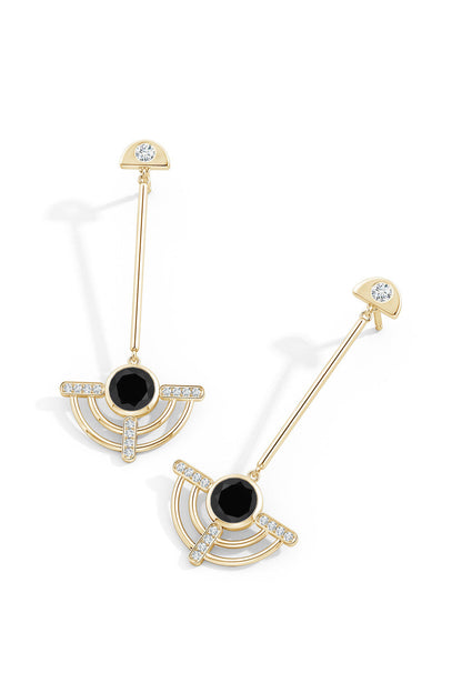 Buy Infinity Half Concentric 14K Gold and Black Onyx Dangle Earrings in 14K Yellow Gold Online 14K Yellow Gold