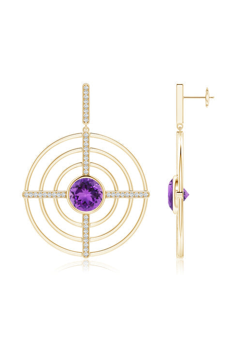 Buy Infinity Concentric Circle 14K Gold and Amethyst Earrings in 14K Yellow Gold Online 14K Yellow Gold