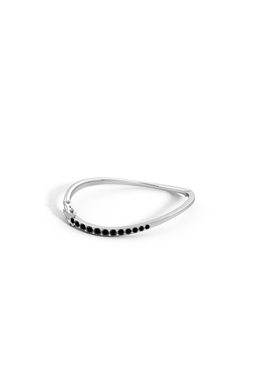 Buy Shangri-La Brushstroke 14K Gold and Black Diamond Half Bracelet in 14K White Gold Online 14K White Gold