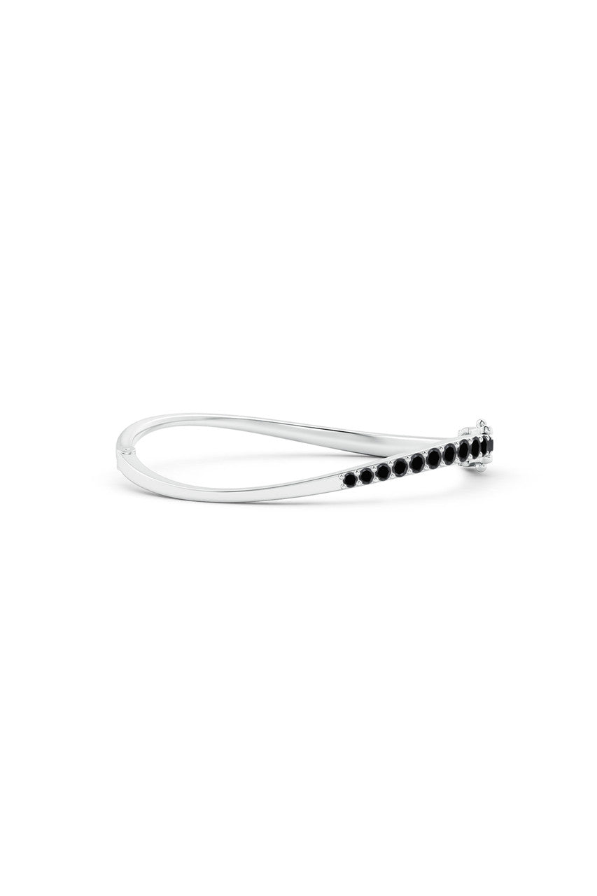 Buy Shangri-La Brushstroke 14K Gold and Black Diamond Half Bracelet in 14K White Gold Online 14K White Gold