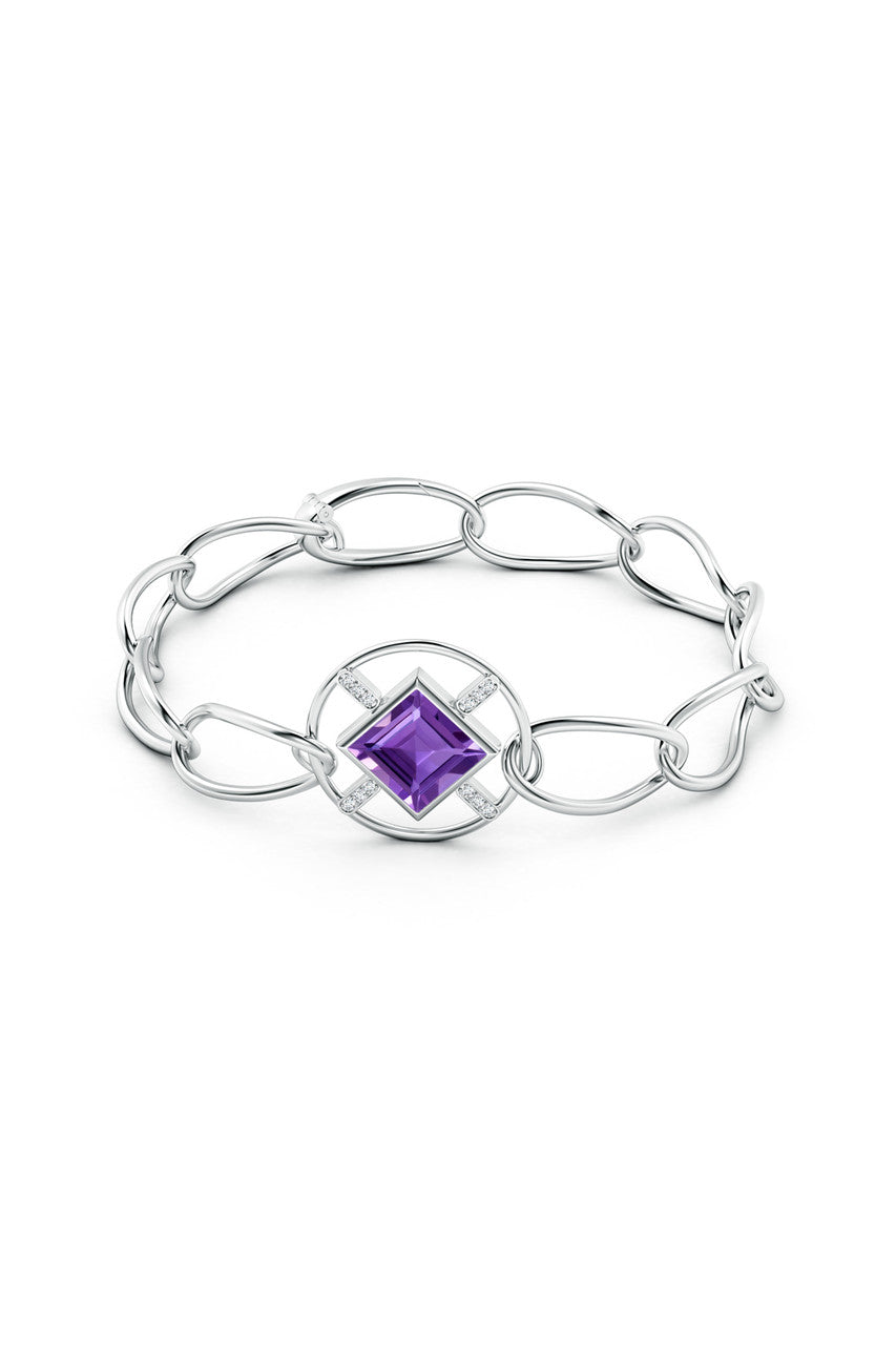 Buy Infinity Concentric Circle 14K Gold and Amethyst Bracelet in 14K White Gold Online 14K White Gold