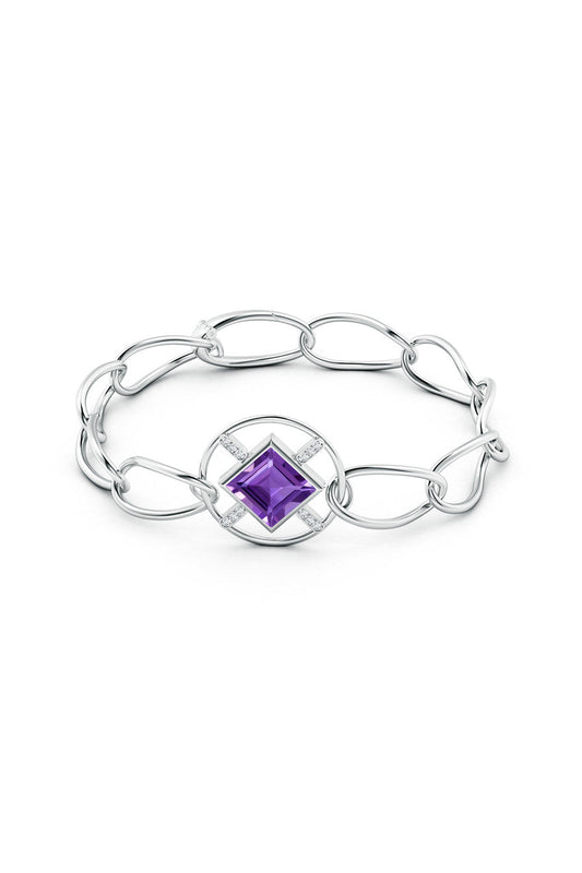 Buy Infinity Concentric Circle 14K Gold and Amethyst Bracelet in 14K White Gold Online 14K White Gold