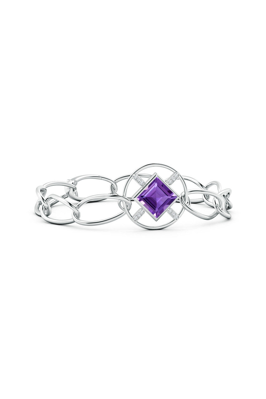 Buy Infinity Concentric Circle 14K Gold and Amethyst Bracelet in 14K White Gold Online 14K White Gold