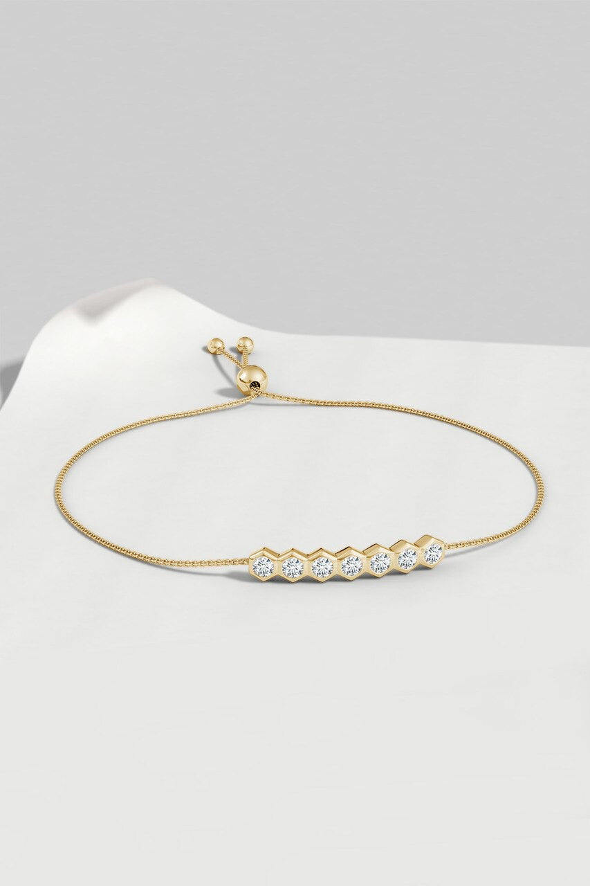 Buy Indochine 14k 7-Hexagon Diamond Bar Bolo Bracelet in 14K Yellow Gold Online 14K Yellow Gold