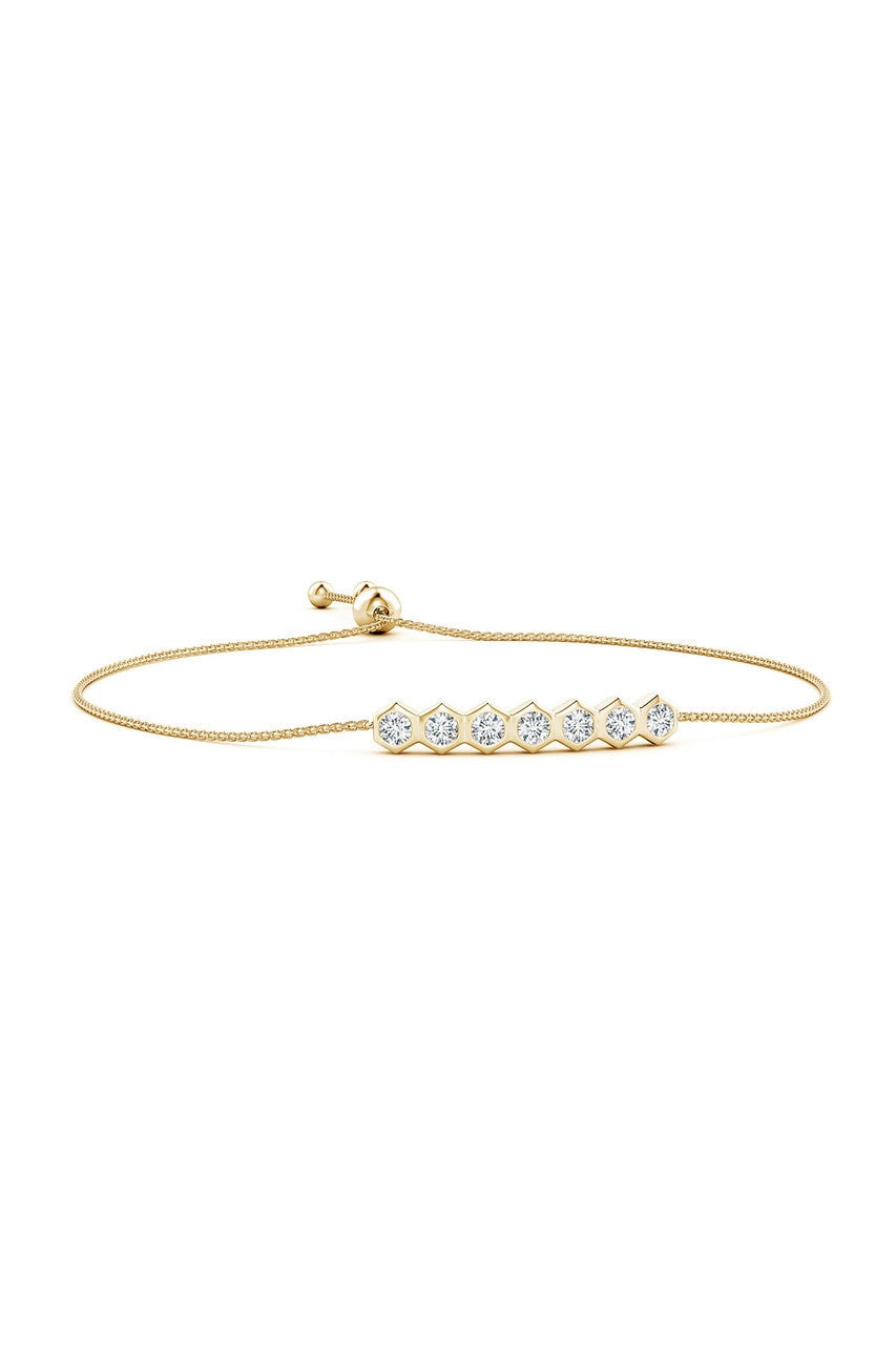 Buy Indochine 14k 7-Hexagon Diamond Bar Bolo Bracelet in 14K Yellow Gold Online 14K Yellow Gold