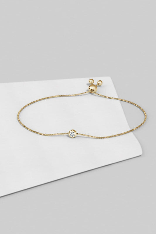 Buy Indochine 14k Hexagon Frame Diamond Solitaire Bolo Bracelet in 14K Yellow Gold Online 14K Yellow Gold