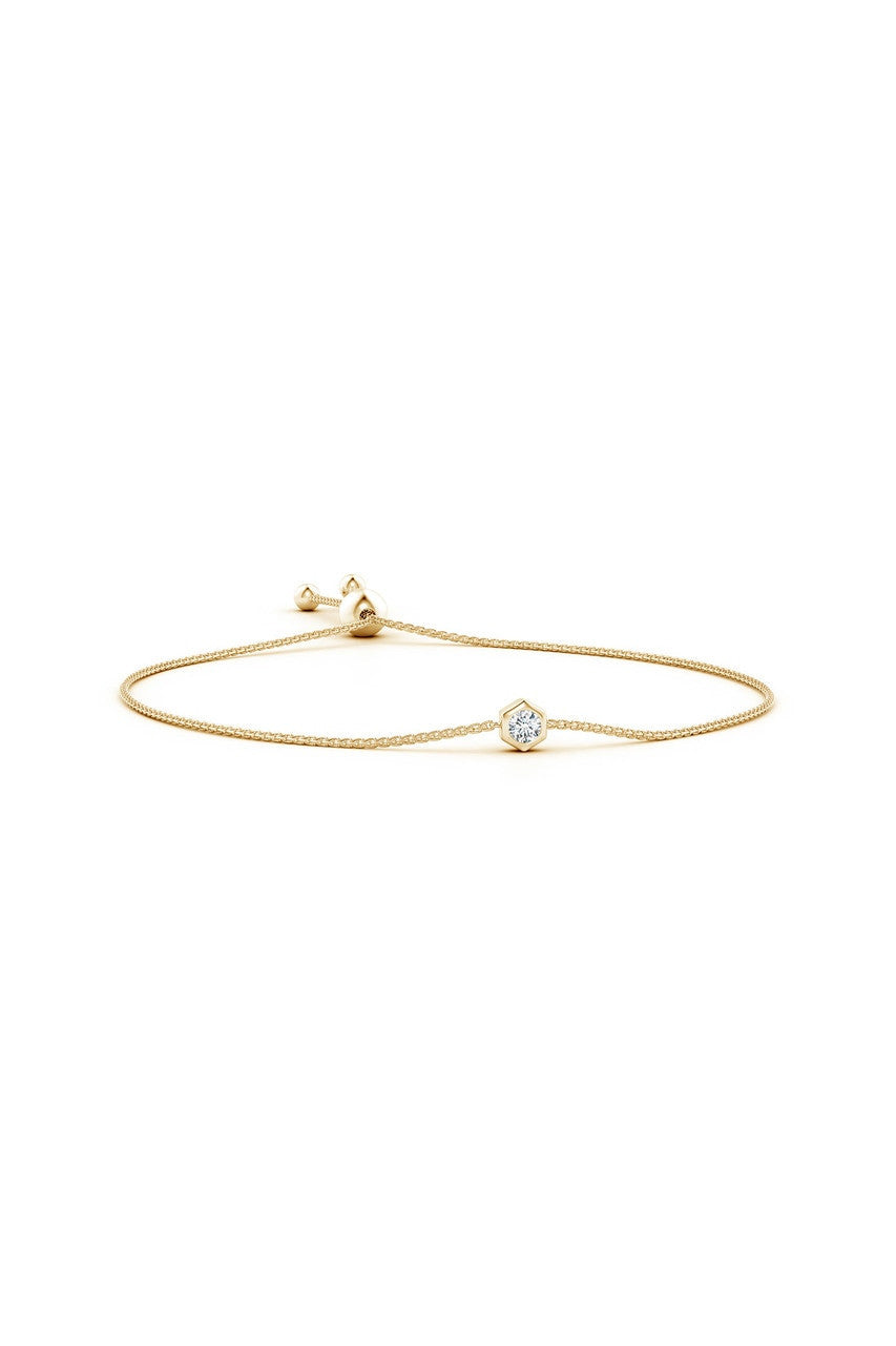 Buy Indochine 14k Hexagon Frame Diamond Solitaire Bolo Bracelet in 14K Yellow Gold Online 14K Yellow Gold