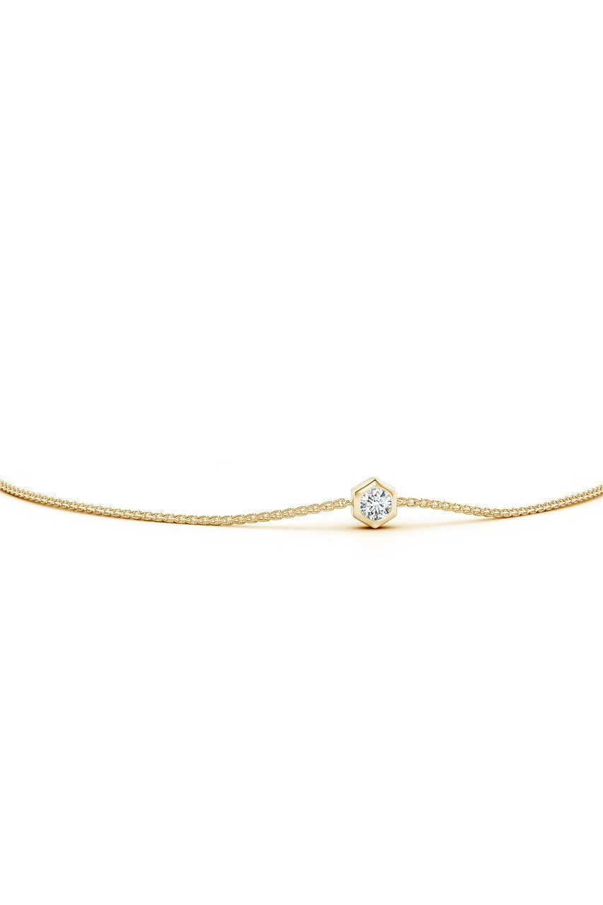 Buy Indochine 14k Hexagon Frame Diamond Solitaire Bolo Bracelet in 14K Yellow Gold Online 14K Yellow Gold