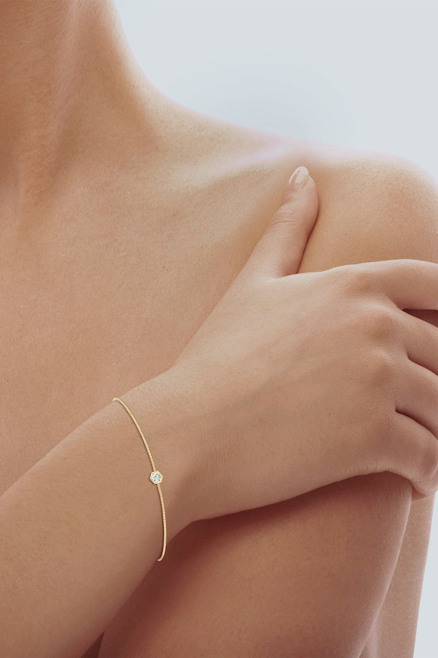 Buy Indochine 14k Hexagon Frame Diamond Solitaire Bolo Bracelet in 14K Yellow Gold Online 14K Yellow Gold