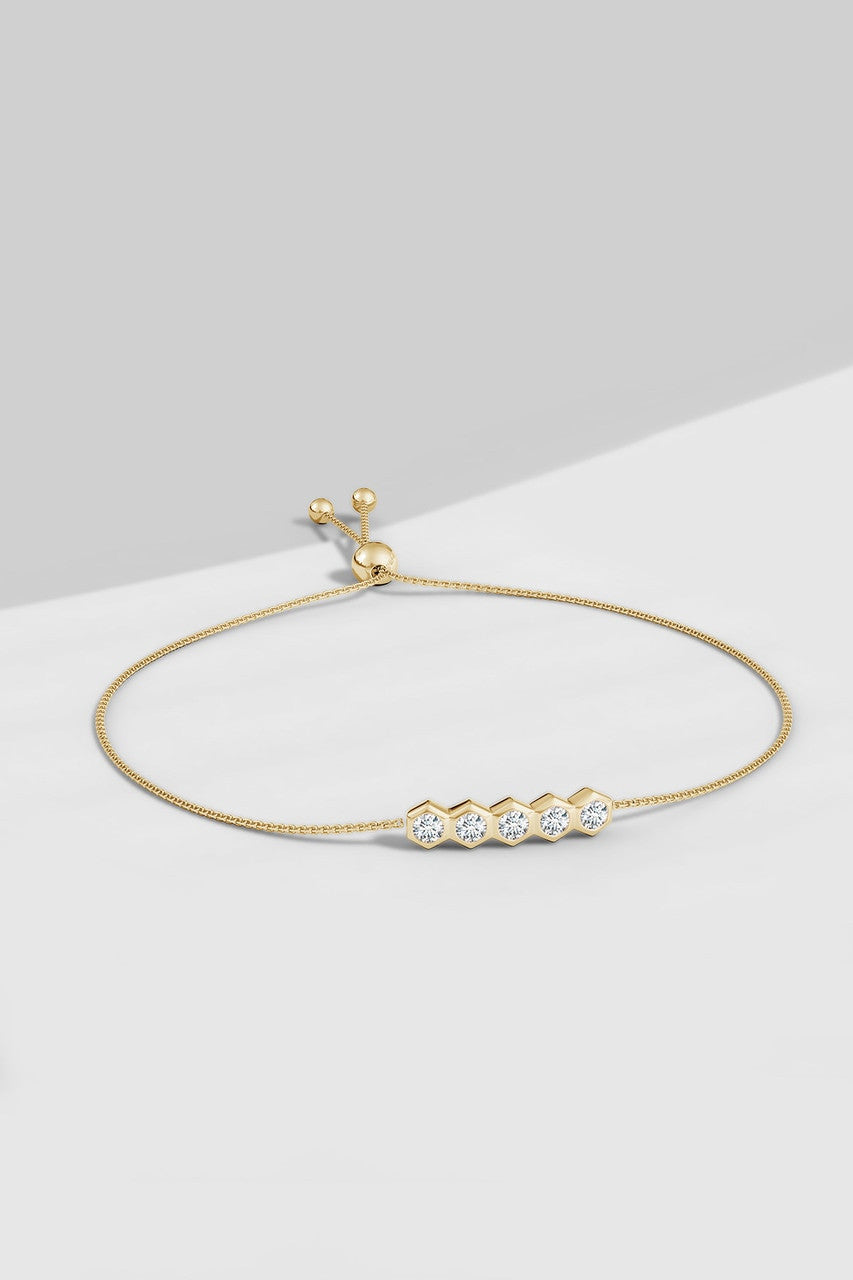 Buy Indochine 14k 5-Hexagon Diamond Bar Bolo Bracelet in 14K Yellow Gold Online 14K Yellow Gold