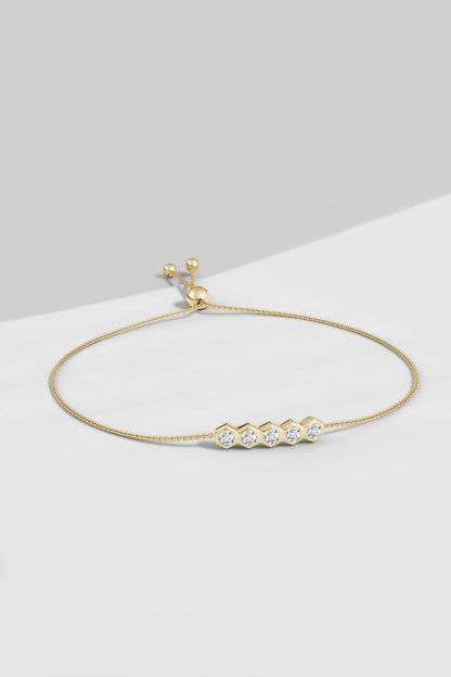 Buy Indochine 14k 5-Hexagon Diamond Bar Bolo Bracelet in 14K Yellow Gold Online 14K Yellow Gold