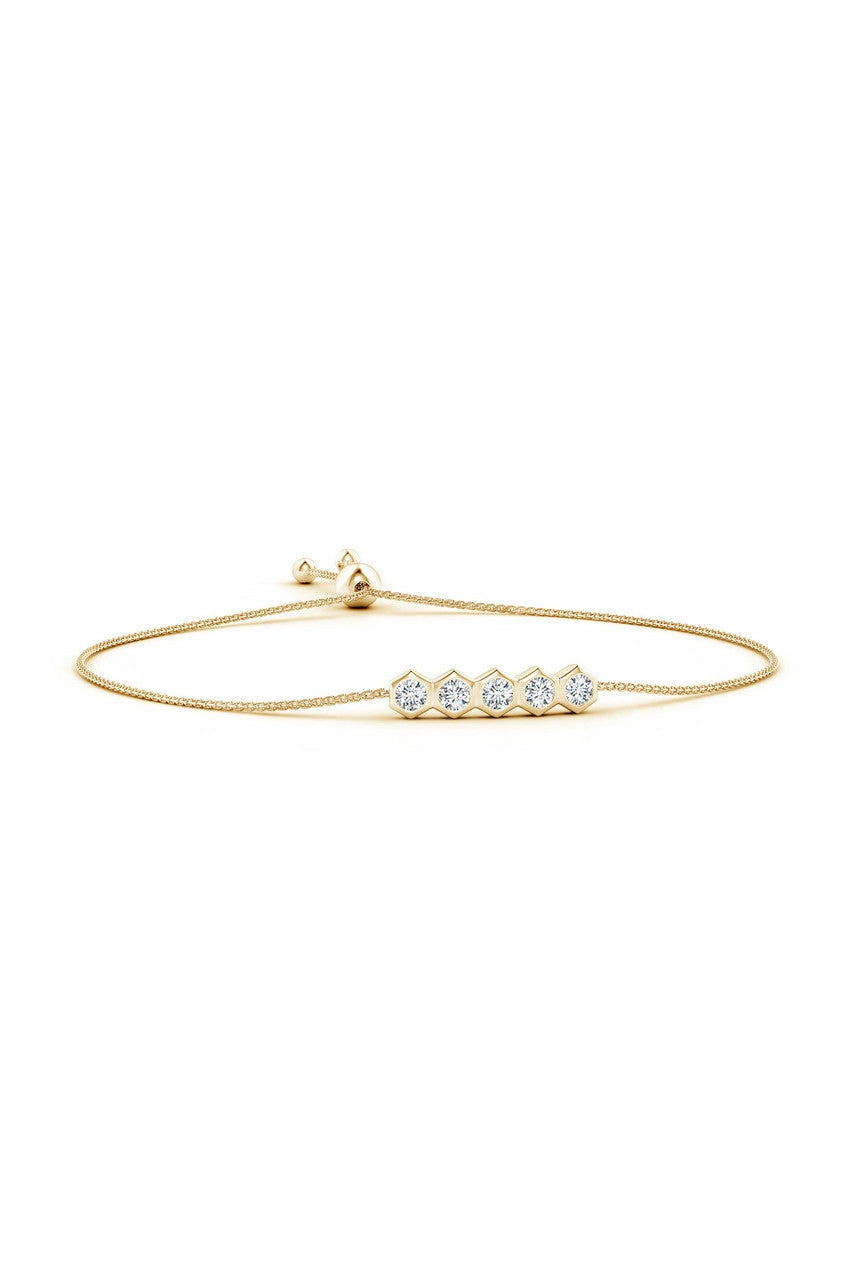Buy Indochine 14k 5-Hexagon Diamond Bar Bolo Bracelet in 14K Yellow Gold Online 14K Yellow Gold