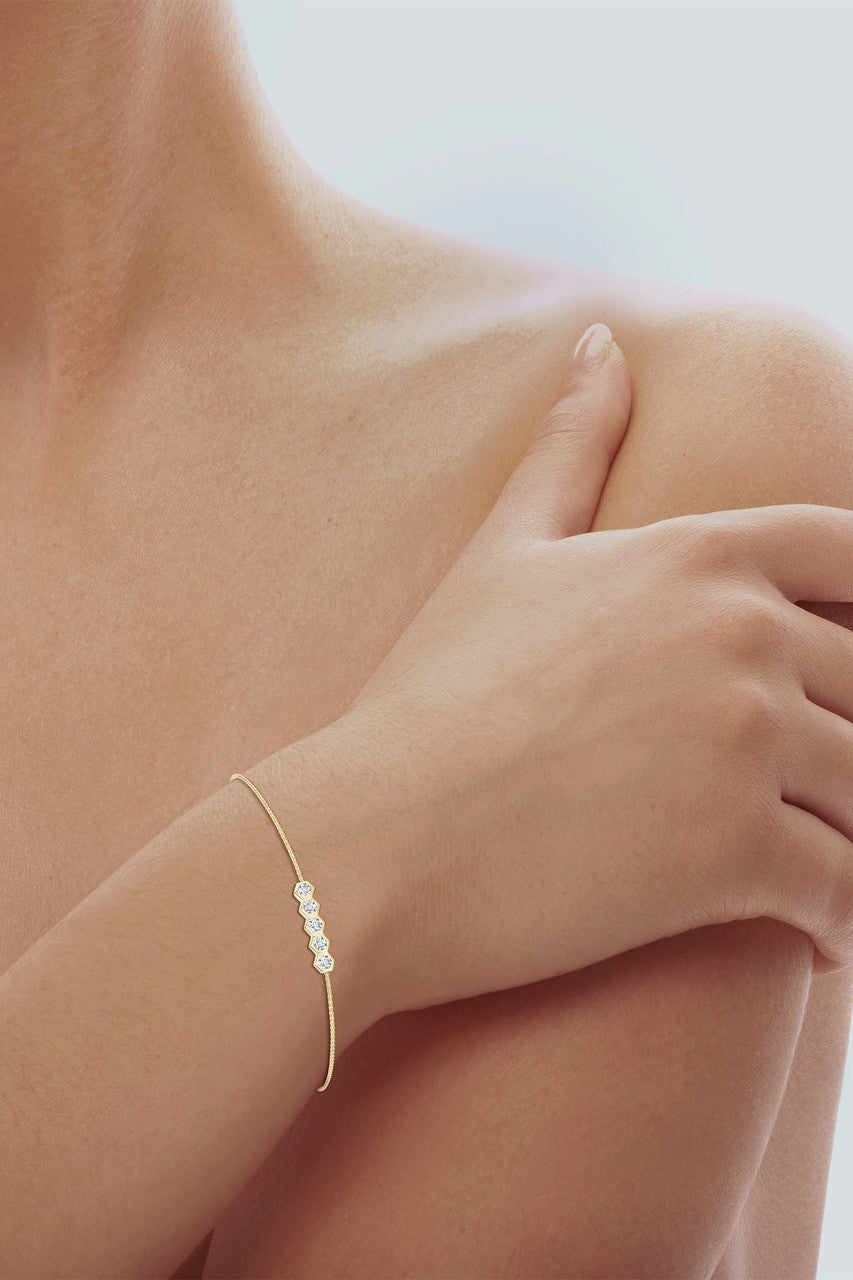 Buy Indochine 14k 5-Hexagon Diamond Bar Bolo Bracelet in 14K Yellow Gold Online 14K Yellow Gold