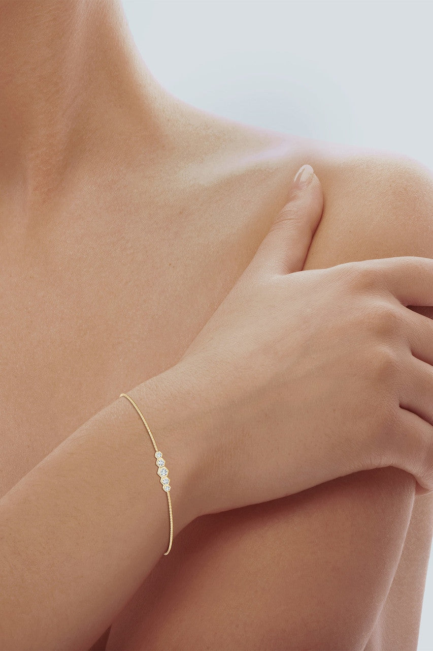 Buy Indochine 14k Tapering Hexagon Diamond Bar Bracelet in 14K Yellow Gold Online 14K Yellow Gold
