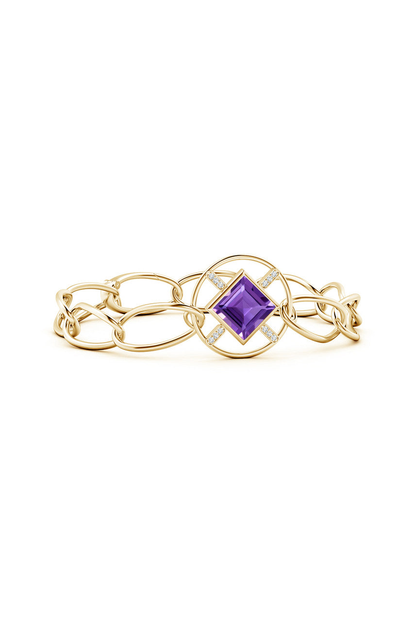 Buy Infinity Concentric Circle 14K Gold and Amethyst Bracelet in 14K Yellow Gold Online 14K Yellow Gold