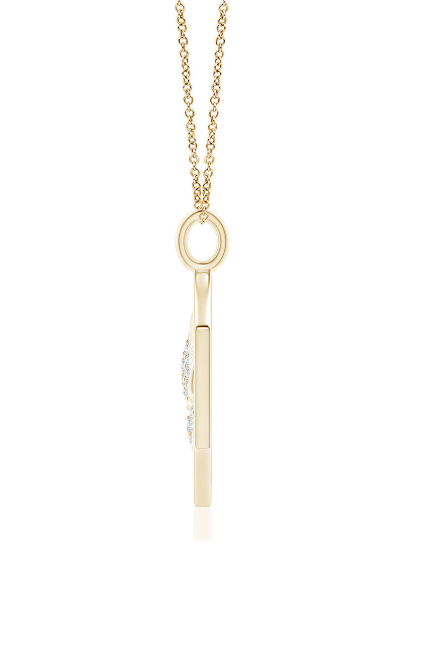 Buy Indochine Spirit 14k Hexagon Frame Lotus Pave Diamond Pendant Necklace in 14K Yellow Gold Online 14K Yellow Gold
