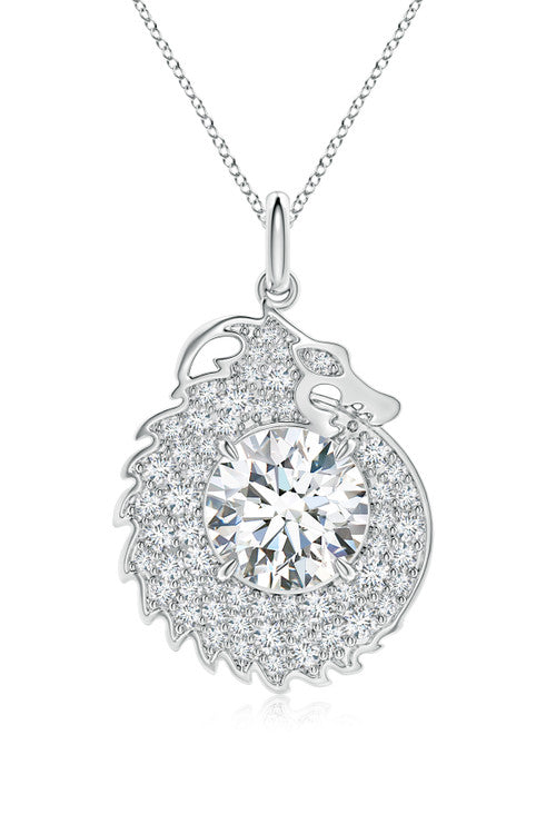 Buy Dragon Lab-Grown 14K Gold Round Diamond Pendant Necklace in 14K White Gold Online 14K White Gold