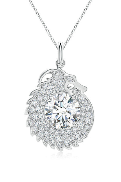Buy Dragon Lab-Grown 14K Gold Round Diamond Pendant Necklace in 14K White Gold Online 14K White Gold