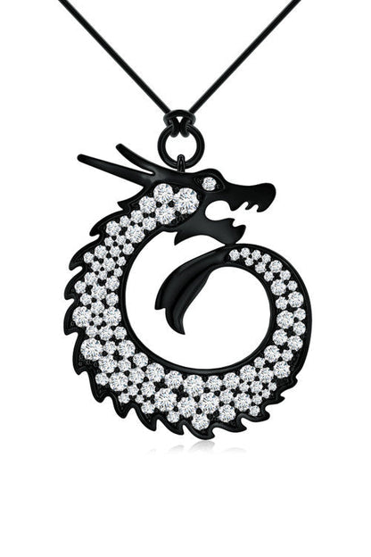 Buy Dragon Lab-Grown Diamond Silver Pendant Necklace in Midnight Silver Online Midnight Silver