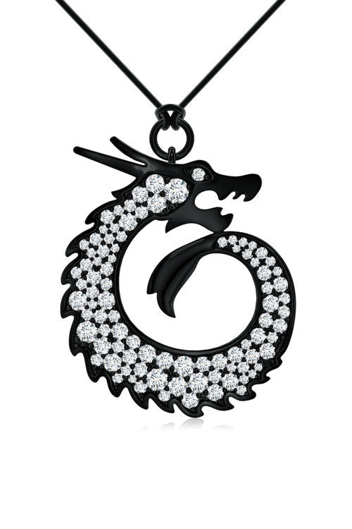 Buy Dragon Lab-Grown Diamond Silver Pendant Necklace in Midnight Silver Online Midnight Silver