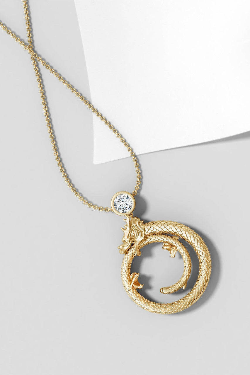 Buy Dragon 14k Yellow Gold Slider Pendant With Diamond in Yellow Gold Online Yellow Gold