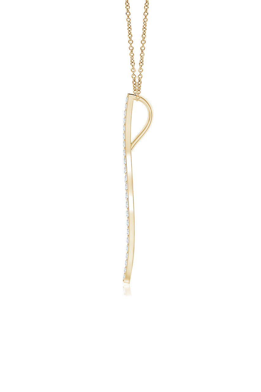 Buy Shangri-La Brushstroke 14k Gold and Diamond Medium Pendant Necklace in 14K Yellow Gold Online 14K Yellow Gold