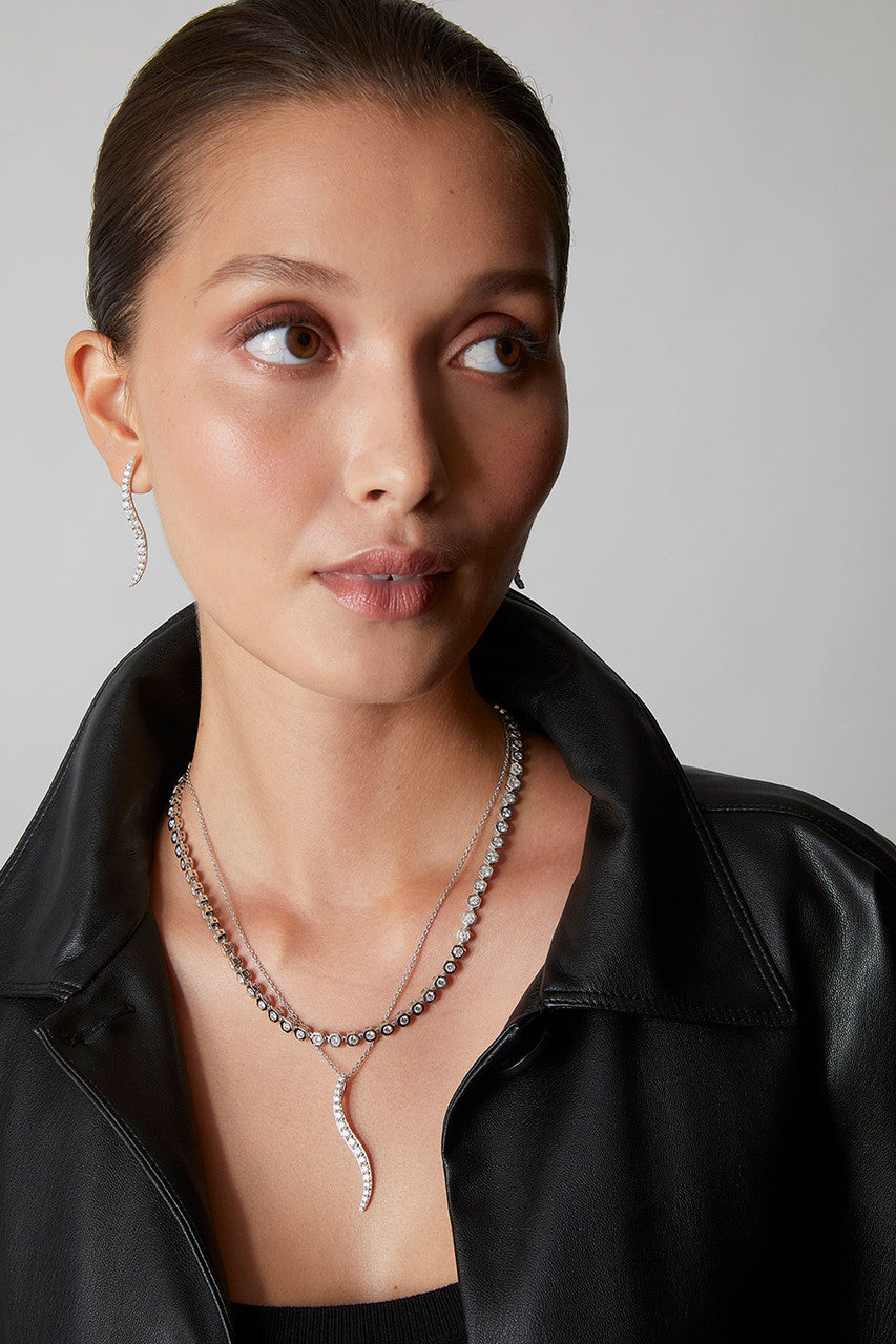 Buy Shangri-La Brushstroke 14k Gold and Diamond Medium Pendant Necklace in 14K Yellow Gold Online 14K Yellow Gold