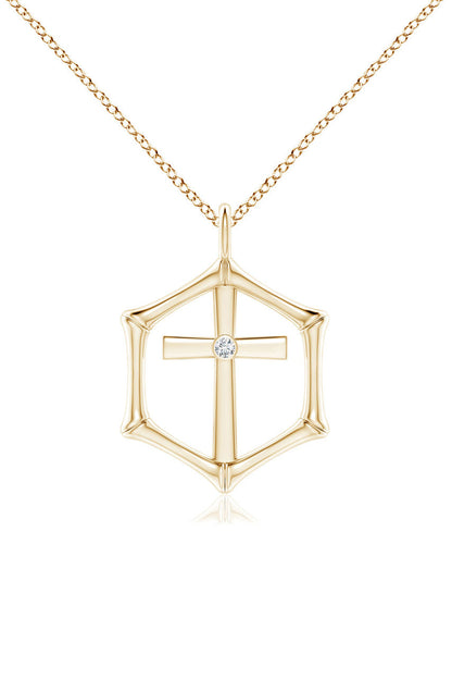 Buy Indochine Spirit 14k Bamboo Frame Cross Diamond Pendant Necklace in 14K Yellow Gold Online 14K Yellow Gold
