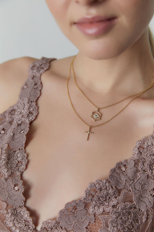 Buy Indochine Spirit 14k Bamboo Cross Diamond Pendant Necklace in 14K Yellow Gold Online 14K Yellow Gold