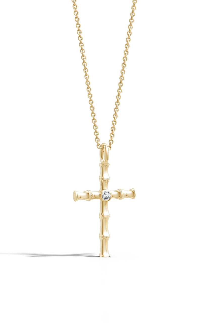 Buy Indochine Spirit 14k Bamboo Cross Diamond Pendant Necklace in 14K Yellow Gold Online 14K Yellow Gold