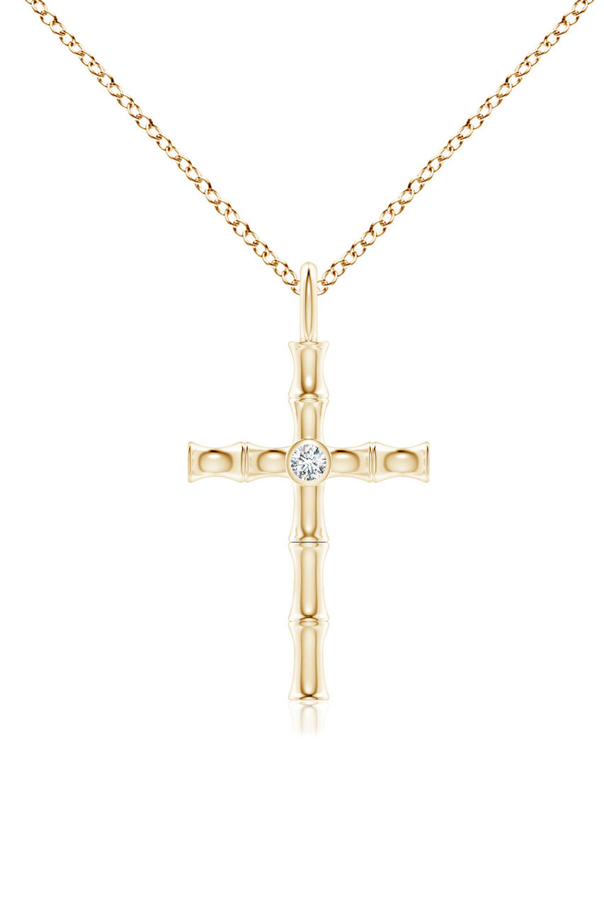 Buy Indochine Spirit 14k Bamboo Cross Diamond Pendant Necklace in 14K Yellow Gold Online 14K Yellow Gold