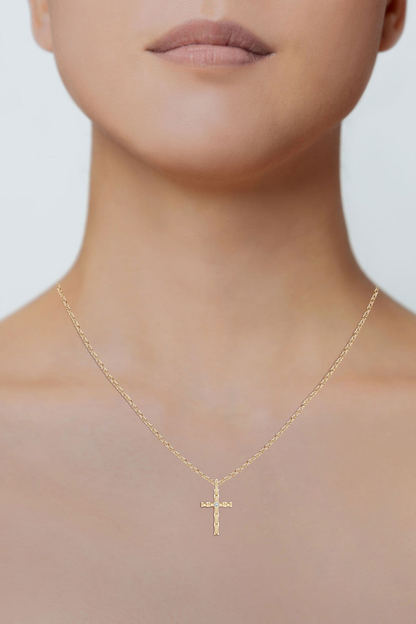Buy Indochine Spirit 14k Bamboo Cross Diamond Pendant Necklace in 14K Yellow Gold Online 14K Yellow Gold