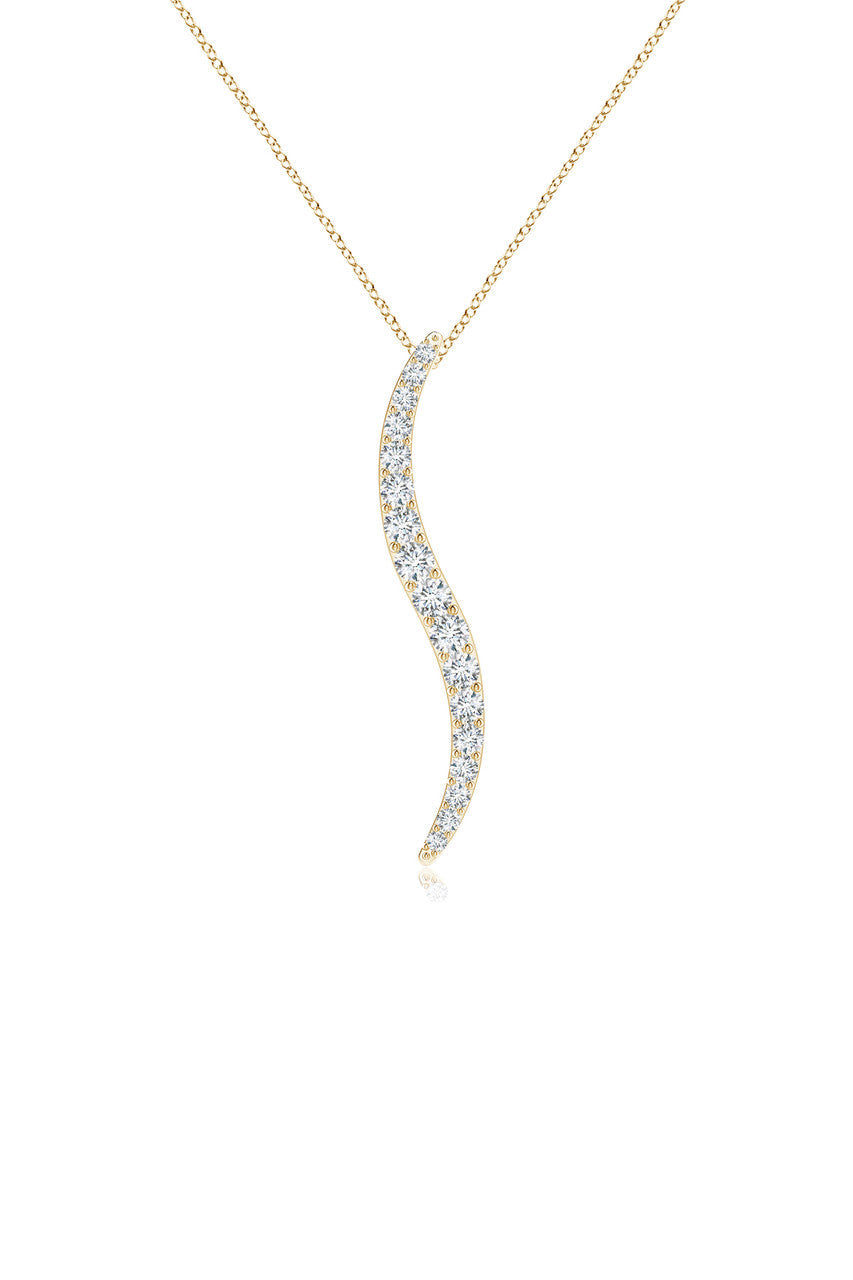 Buy Shangri-La Brushstroke 14k Gold and Diamond Large Pendant Necklace in 14K Yellow Gold Online 14K Yellow Gold