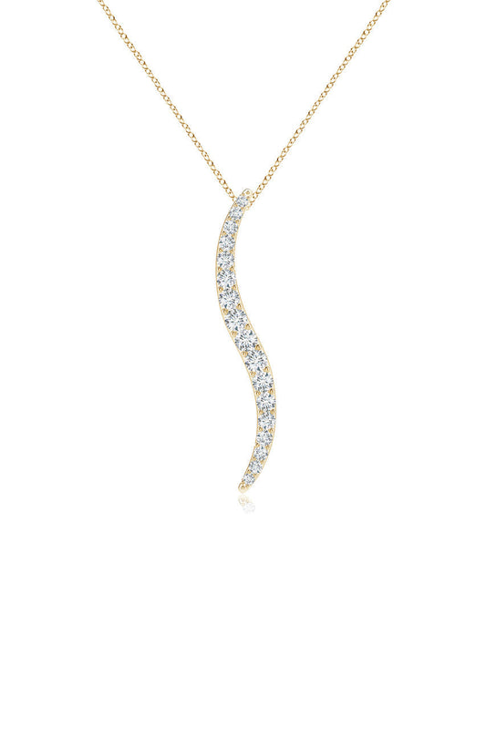 Buy Shangri-La Brushstroke 14k Gold and Diamond Large Pendant Necklace in 14K Yellow Gold Online 14K Yellow Gold
