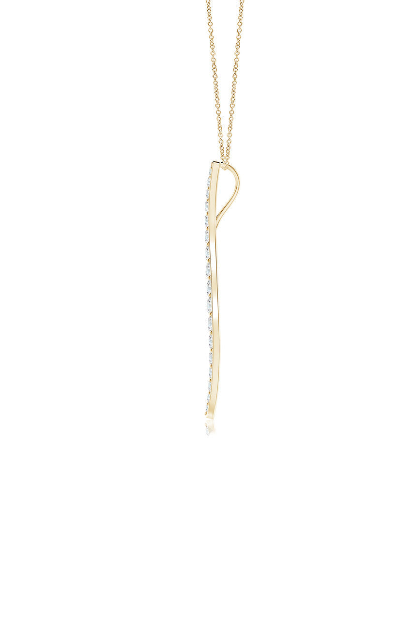 Buy Shangri-La Brushstroke 14k Gold and Diamond Large Pendant Necklace in 14K Yellow Gold Online 14K Yellow Gold