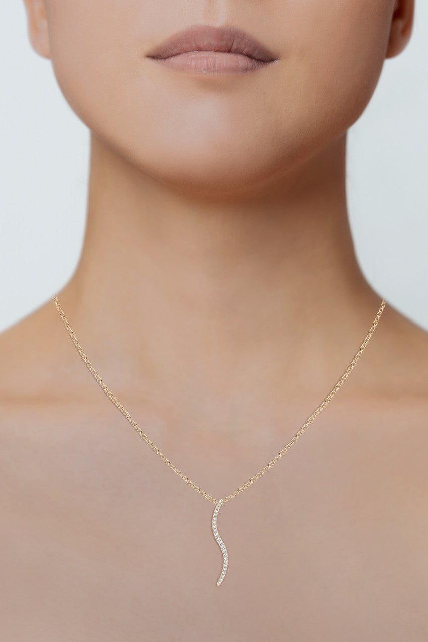 Buy Shangri-La Brushstroke 14k Gold and Diamond Large Pendant Necklace in 14K Yellow Gold Online 14K Yellow Gold