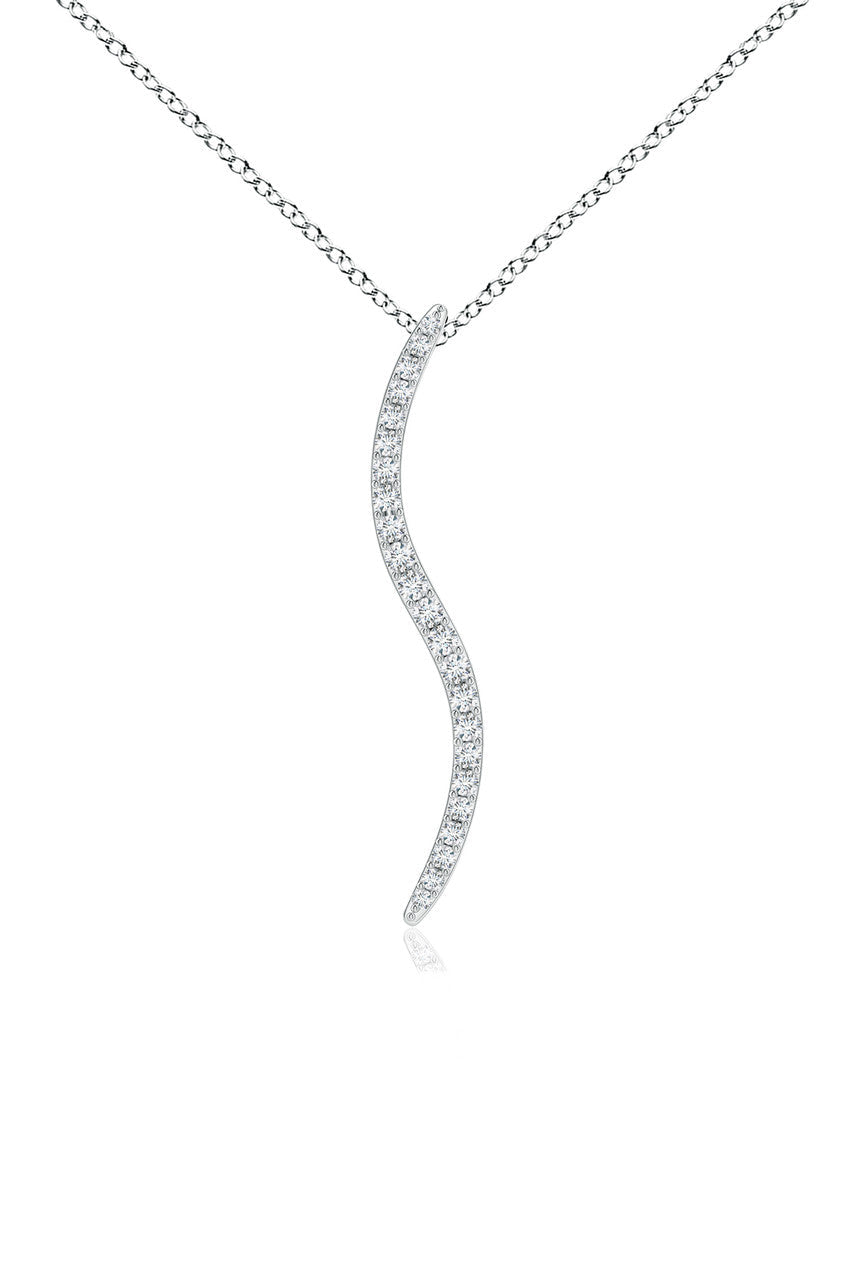 Buy Shangri-La Brushstroke 14k Gold and Diamond Medium Pendant Necklace in 14K White Gold Online 14K White Gold