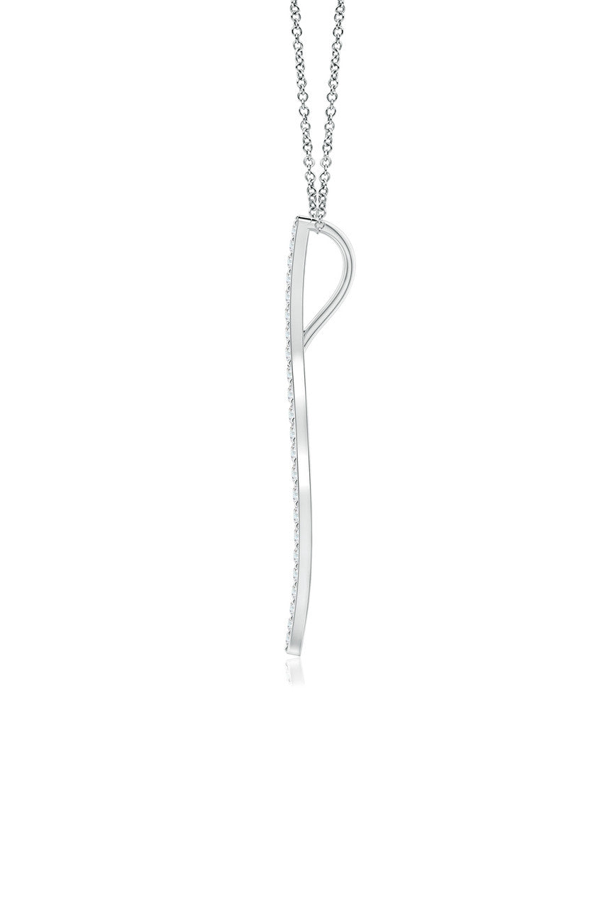 Buy Shangri-La Brushstroke 14k Gold and Diamond Medium Pendant Necklace in 14K White Gold Online 14K White Gold