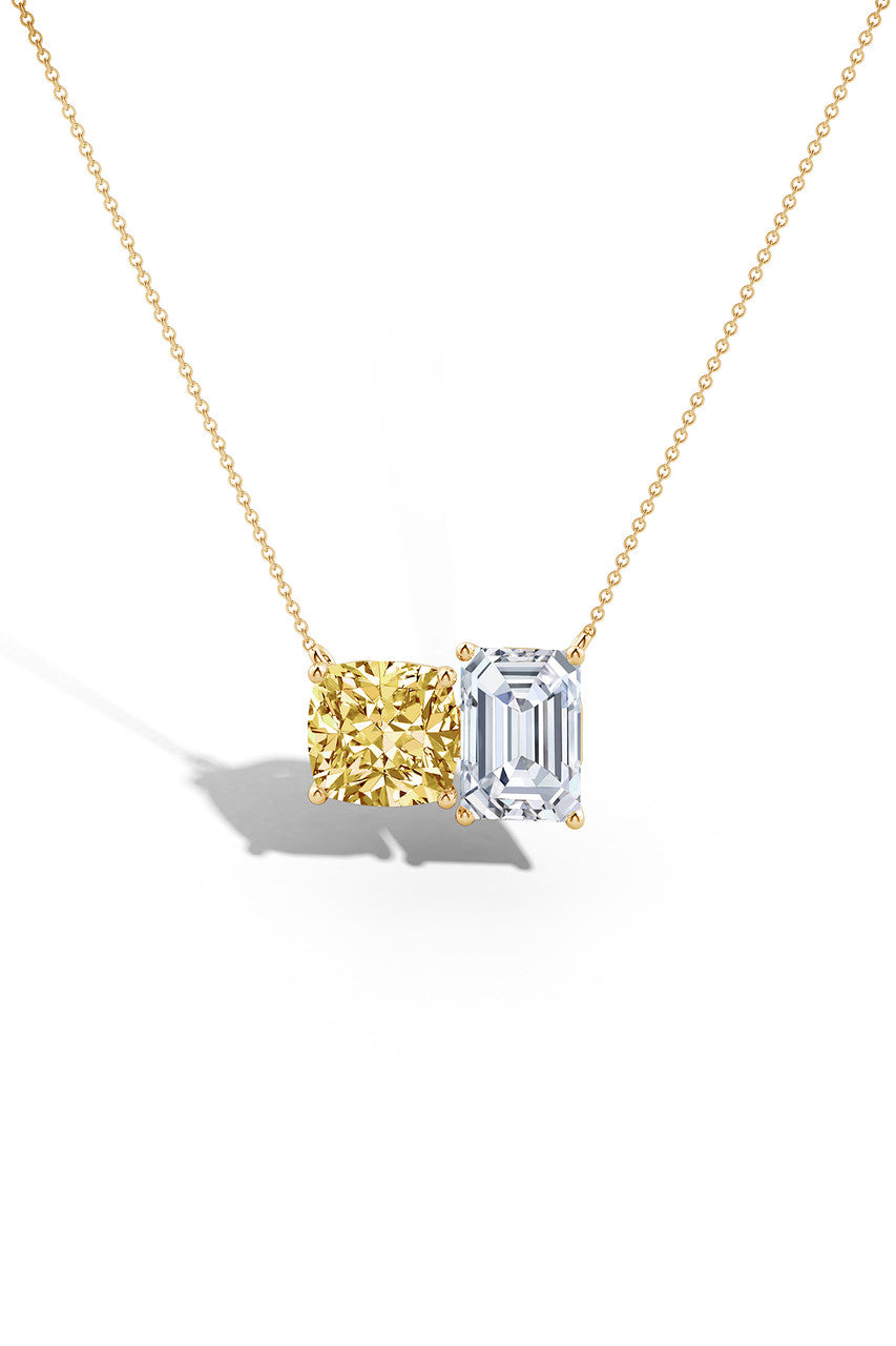 Buy Orient Express Lab-Grown 14K Gold with Yellow & White Diamond Two Stone Pendant Necklace in 14K Yellow Gold Online 14K Yellow Gold