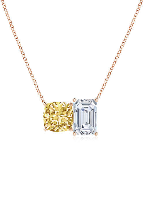 Buy Orient Express Lab-Grown 14K Gold with Yellow & White Diamond Two Stone Pendant Necklace in 14K Rose Gold Online 14K Rose Gold