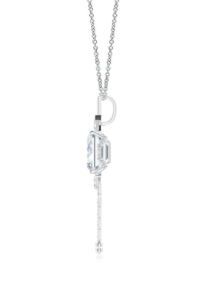 Buy Orient Express Lab-Grown 14K Gold Emerald Cut & Baguette Diamond Tassel Drop Pendant Necklace in 14K White Gold Online 14K White Gold