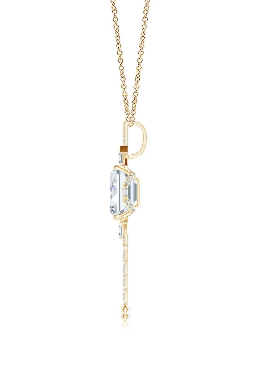 Buy Orient Express Lab-Grown 14K Gold Emerald Cut & Baguette Diamond Tassel Drop Pendant Necklace in 14K Yellow Gold Online 14K Yellow Gold