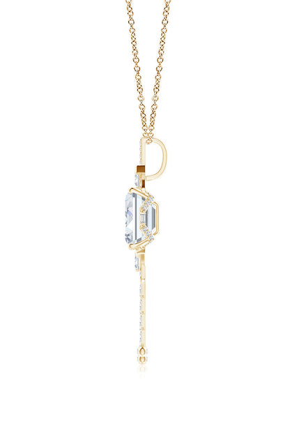 Buy Orient Express Lab-Grown 14K Gold Emerald Cut & Baguette Diamond Tassel Drop Pendant Necklace in 14K Yellow Gold Online 14K Yellow Gold