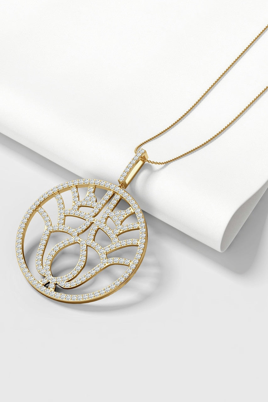 Buy Kamon 14k Open Diamond Pendant Necklace in 14K Yellow Gold Online 14K Yellow Gold