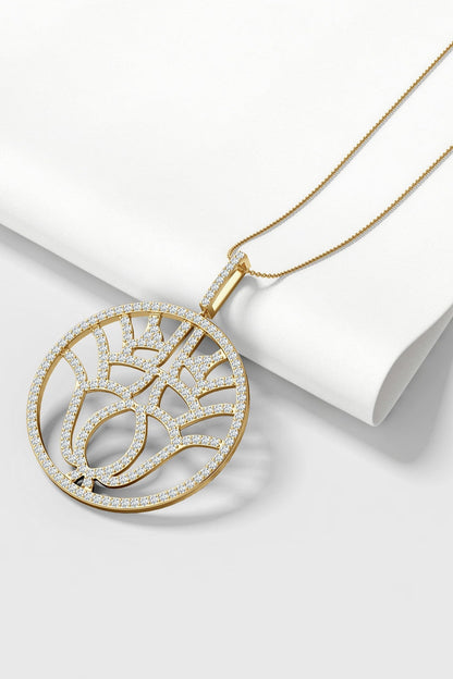 Buy Kamon 14k Open Diamond Pendant Necklace in 14K Yellow Gold Online 14K Yellow Gold
