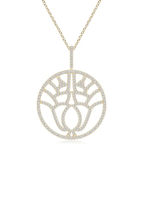 Buy Kamon 14k Open Diamond Pendant Necklace in 14K Yellow Gold Online 14K Yellow Gold