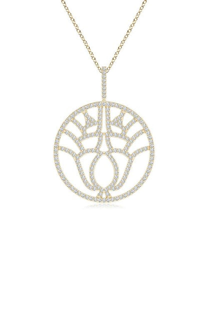 Buy Kamon 14k Open Diamond Pendant Necklace in 14K Yellow Gold Online 14K Yellow Gold