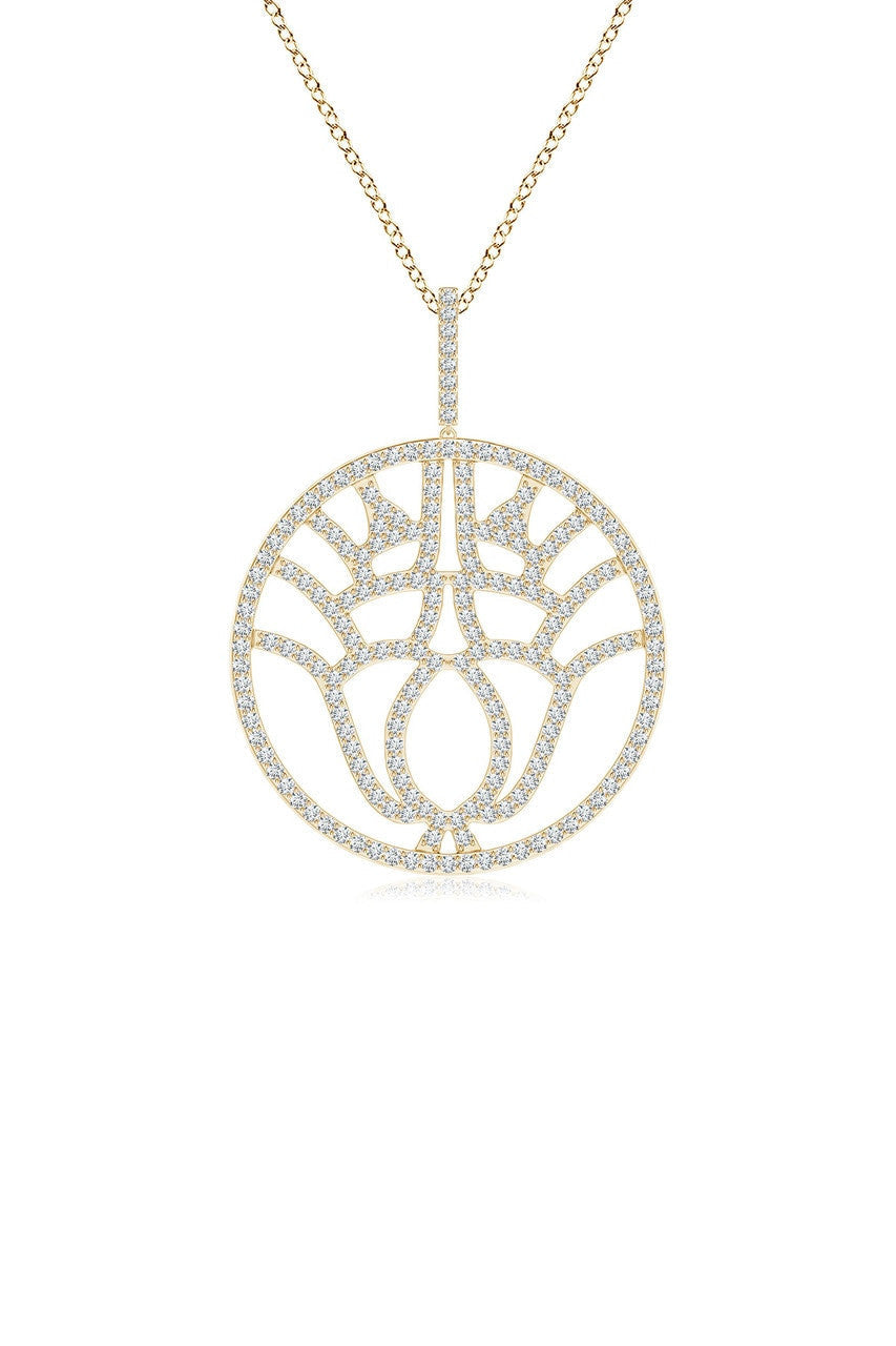 Buy Kamon 14k Open Diamond Pendant Necklace in 14K Yellow Gold Online 14K Yellow Gold