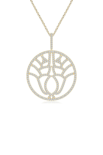 Buy Kamon 14k Open Diamond Pendant Necklace in 14K Yellow Gold Online 14K Yellow Gold